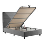 Semi-Double bed Linteda with storage space anthracite velvet 120x200cm - Image 3