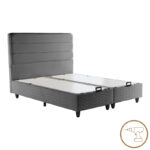 Double bed Linteda with storage space anthracite velvet 160x200cm - Слика 2