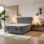 Double bed Linteda with storage space anthracite velvet 160x200cm