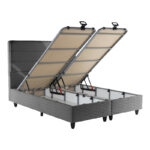 Double bed Linteda with storage space anthracite velvet 160x200cm - Слика 3