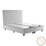 Double bed Linteda with storage space grye velvet 160x200cm - Слика 2