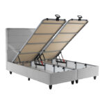 Double bed Linteda with storage space grye velvet 160x200cm - Слика 3