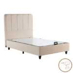 Semi-Double bed Lunda with storage space cream velvet 120x200cm - Слика 2