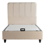 Semi-Double bed Lunda with storage space cream velvet 120x200cm - Слика 4