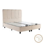 Double bed Lunda with storage space cream velvet 160x200cm - Слика 2