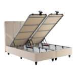 Double bed Lunda with storage space cream velvet 160x200cm - Слика 3