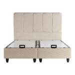 Double bed Lunda with storage space cream velvet 160x200cm - Слика 4