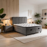 Double bed Lunda with storage space anthracite velvet 160x200cm