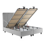 Double bed Lunda with storage space grye velvet 160x200cm - Слика 3