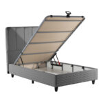 Single bed Lunda with storage space anthracite velvet 90x200cm - Image 3