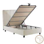 Single bed Lunda with storage space cream velvet 90x200cm - Image 2