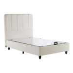 Single bed Lunda with storage space cream velvet 90x200cm - Image 3