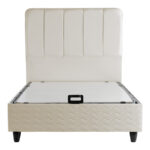 Single bed Lunda with storage space cream velvet 90x200cm - Image 4