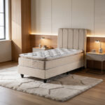 Single bed Lunda cream velvet 90x200cm