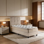 Single bed Punto cream velvet 90x200cm