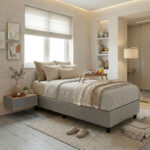 Single bed base Pakda anthracite velvet 90x200cm