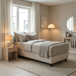 Single bed base Pakda cream velvet 90x200cm