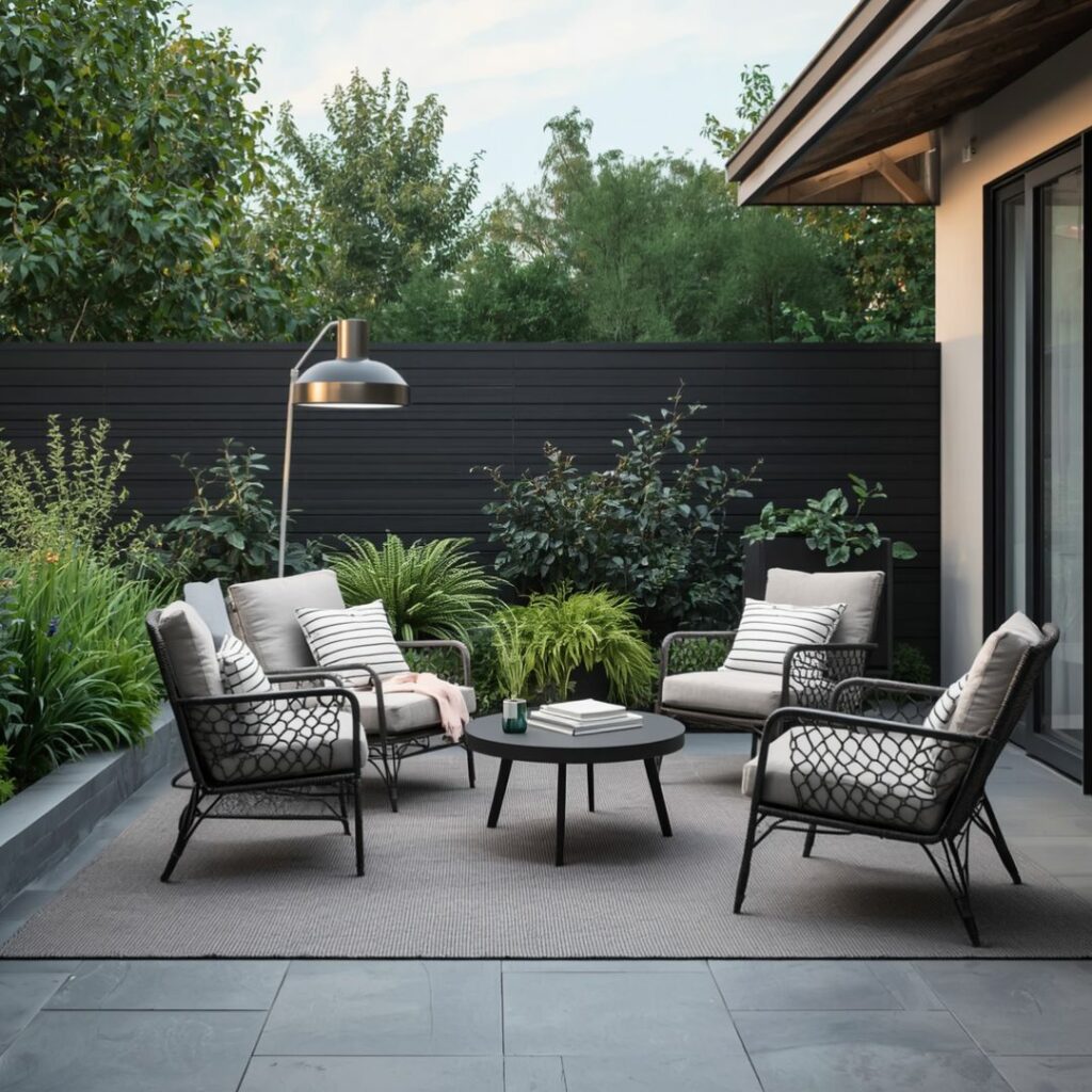 мебел за двор и тераса со модерен дизајн погоден за надворешна употреба. издржливи материјали што обезбедуваат удобност и отпорност на временски услови.