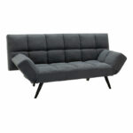 3 seater Sofa bed Freddo fabric dark grey - black legs 182x81x84cm - Image 2