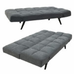 3 seater Sofa bed Freddo fabric dark grey - black legs 182x81x84cm - Image 3