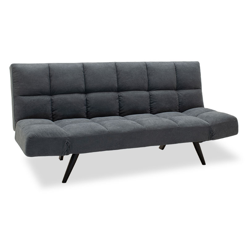 024-000013 3 seater Sofa bed Freddo fabric dark grey - black legs 182x81x84cm - Image 1