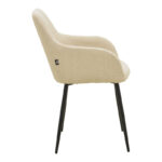 Zerfia chair beige fabric-black metal leg 43x59.5x85cm - Слика 3