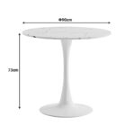 Balou table sintered stone in white marble look-white metal base D90x73cm - Image 3