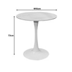 Balou table sintered stone in white marble look-white metal base D90x73cm - Image 4