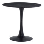 Balou table sintered stone in black marble look-black metal base D90x73cm