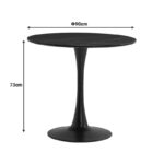 Balou table sintered stone in black marble look-black metal base D90x73cm - Слика 3