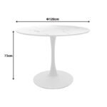 Balou table sintered stone in white marble look-white metal base D120x73cm - Image 3