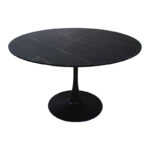 Balou table sintered stone in black marble look-black metal base D120x73cm - Image 2