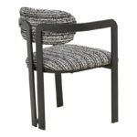 Armchair Berdona black and white fabric-black metal leg 57x47x78cm - Слика 2