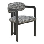 Armchair Berdona black and white fabric-black metal leg 57x47x78cm