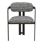 Armchair Berdona black and white fabric-black metal leg 57x47x78cm - Слика 4