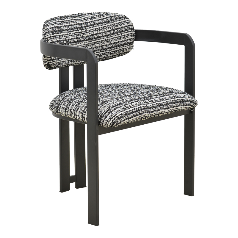 029-000457 Armchair Berdona black and white fabric-black metal leg 57x47x78cm - Слика 1