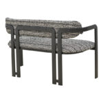2-seater Berdona black and white fabric-black metal leg 120x47x78cm - Слика 2