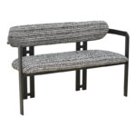 2-seater Berdona black and white fabric-black metal leg 120x47x78cm
