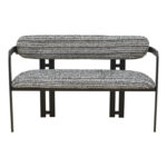 2-seater Berdona black and white fabric-black metal leg 120x47x78cm - Слика 4