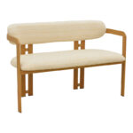 2-seater Berdona black and beige fabric-natural color metal leg 120x47x78cm