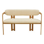 2-seater Berdona black and beige fabric-natural color metal leg 120x47x78cm - Image 4