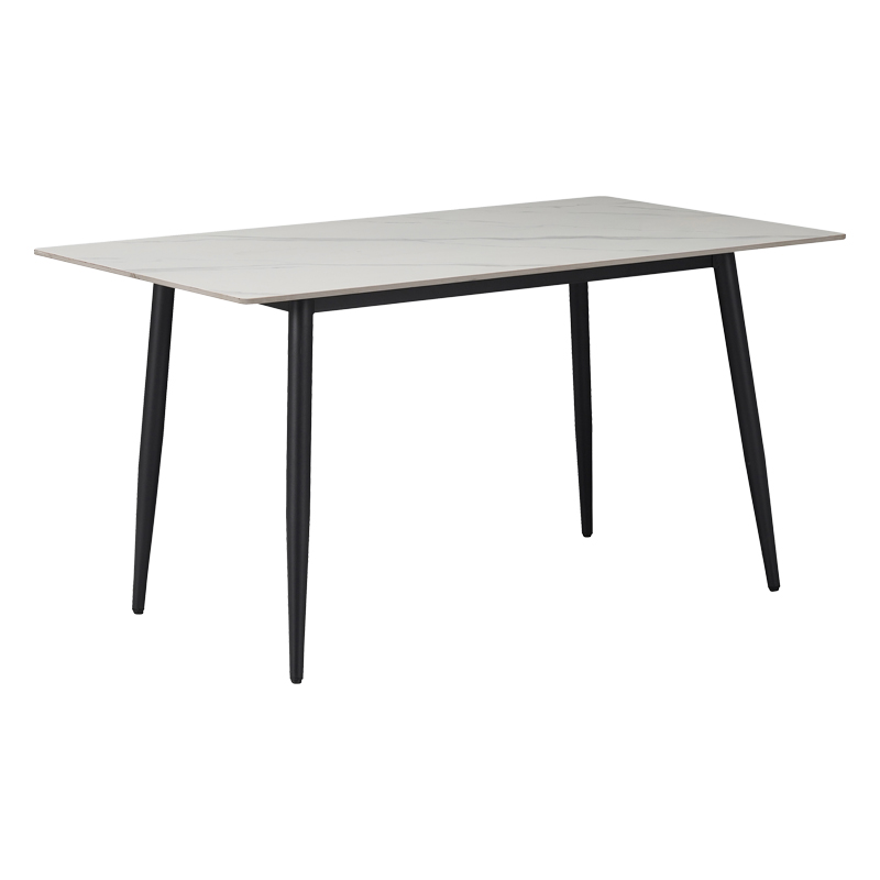 029-000467 Gustas table white marble sintered stone-black metal 160x80x76cm - Слика 1