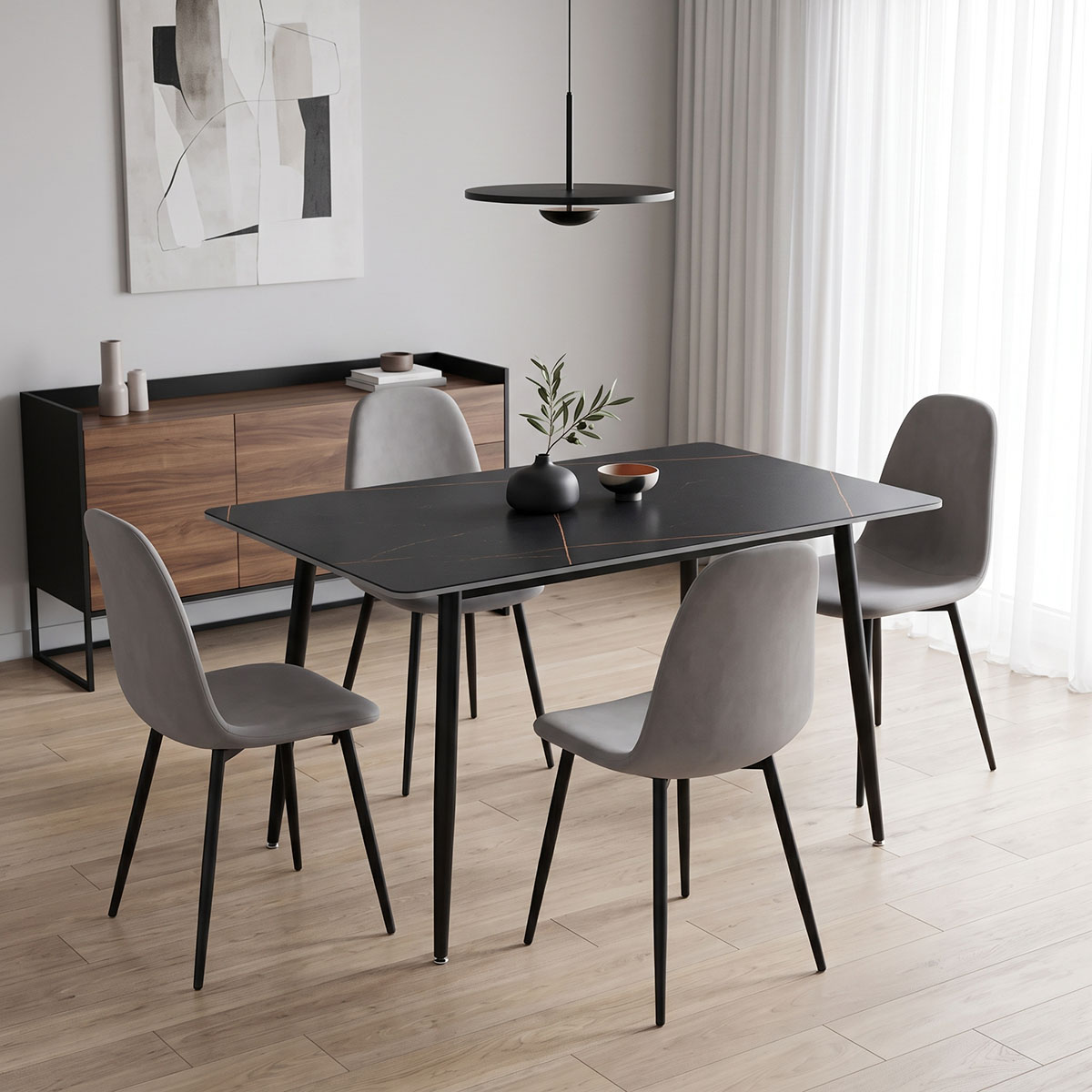 029-000468 Gustas table black marble sintered stone-black metal 120x80x76cm - Image 1