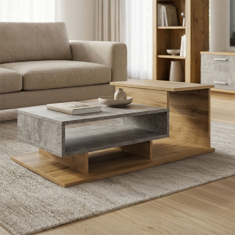 049-000120 Coffee table Nuvele grey-sonoma 90x50x35cm - Слика 1