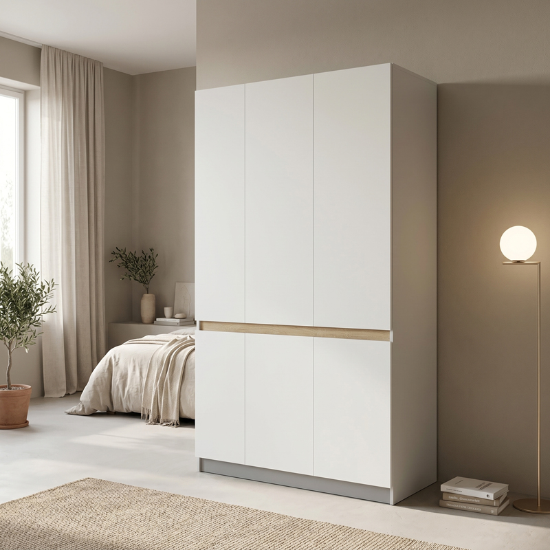 049-000125 Three-door wardrobe Merzia sonoma-white 120x46.5x183cm - Image 1