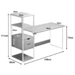 Zayn ΙΙ desk with shelf-MDF natural-white 108x40x111cm - Слика 3