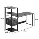 Zayn ΙΙ desk with shelf-MDF walnut-black 108x40x111cm - Image 3