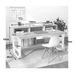 Study desk Evrepy mdf in oak color and white metal legs 100x60x83cm - Image 3