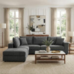 Multi-modal sofa Navaro anthracite fabric 281x256x85cm - Image 2