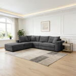 Multi-modal sofa Navaro anthracite fabric 281x256x85cm
